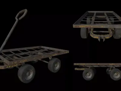 Hand rusty cart Low-poly 3D model