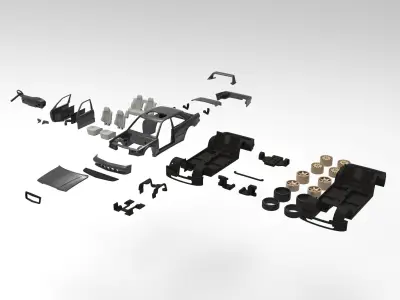 Mercedes 190e 3d Model Printable Kit 3D print model