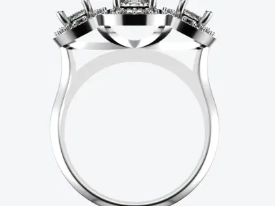3 Stone Multi Halo Designer Ring 3D print model