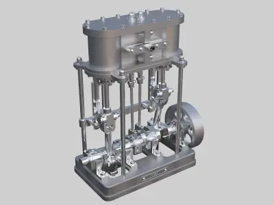 2-cylinder simple vertical steam engine 3D model