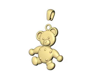 Teddy bear pendant with bail 3D print model