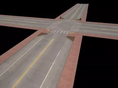 Road Set 2 crossed streets 3D model