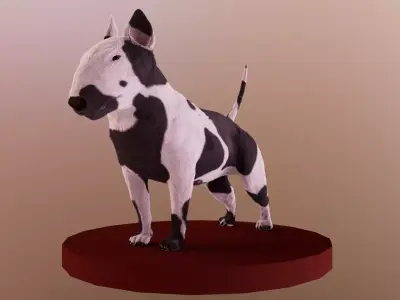 Bull terrier realystic dog cinematic Low-poly 3D model