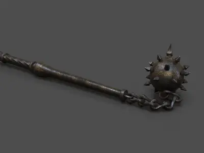 Ornamented Iron Flail Low-poly 3D model