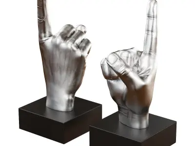 Figurine hand gesture with raised index finger up 3D model