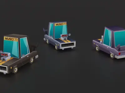 Low poly cartoon car pack Low-poly 3D model