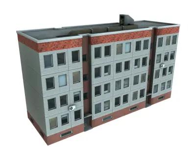 Panelbuilding - Plattenbau DDR - Russia  Gameready for Engines Low-poly 3D model