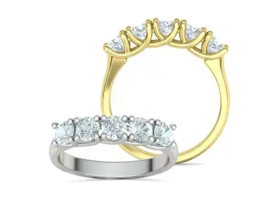 Five Stone Wedding Ring 4mm Stones Solitaire Ring 3dmodel 3D print model