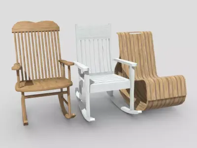 Rocking Chair Pack Low-poly 3D model