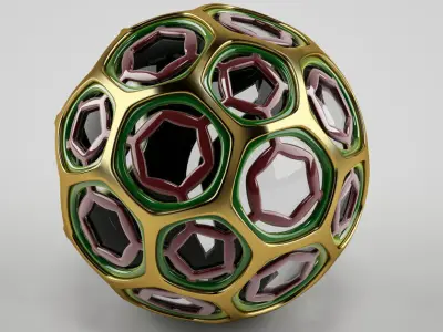 Truncated Icosahedron - Buckyball Low-poly 3D model