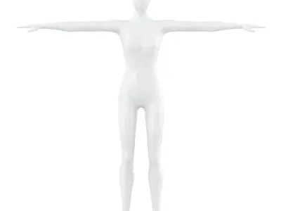 Female faceless mannequin in T-pose 3D model