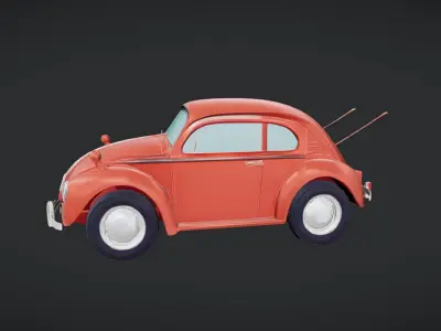 classic red Volkswagen Beetle car 3D model