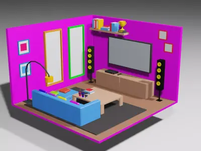 Isometric Interior  Low-poly 3D model