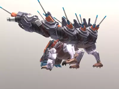 CYBORG LIZARD Reptile Tail Slam Attack fbx png 3D model