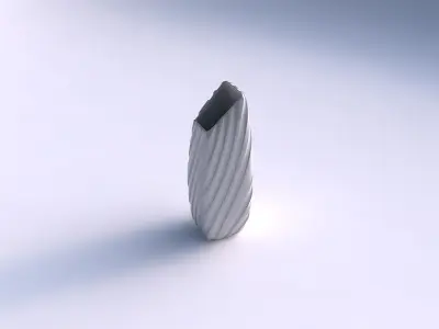 Vase bent rectangle with twisted smooth ribbons  3D print model