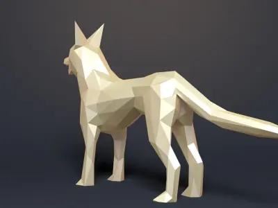 Wolf Low Poly 3D model polygonal dog Low-poly 3D model