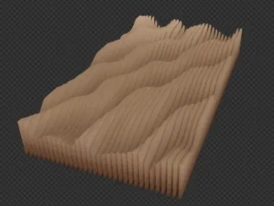 High quality Artistic decoration Wave wall abstract table Low-poly 3D model