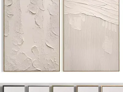 Plaster Two Photo Frame 418 Low-poly 3D model