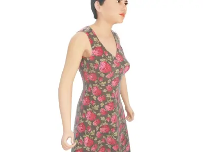 Women real cloth simulation conversation loop animated number 3 3D model