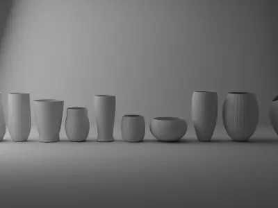 Set of 10 vases 3D model