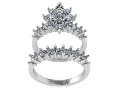 Pear Diamond Ring 4000 3D print model