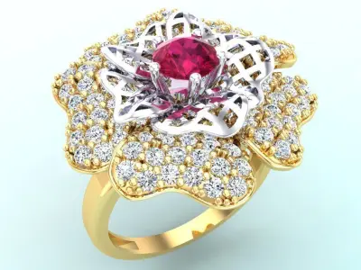  Mesh flower ring - Italian rings - Womens Rings - N6608 3D print model