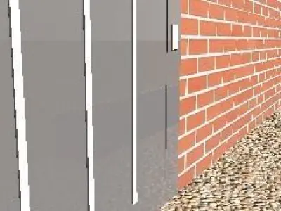 House with brick wall and fence 3D model