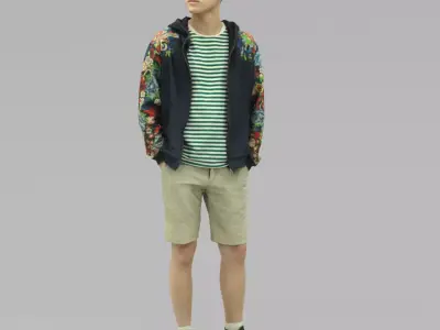 A Tall Young Man Posing with Hands in Pockets 3D model