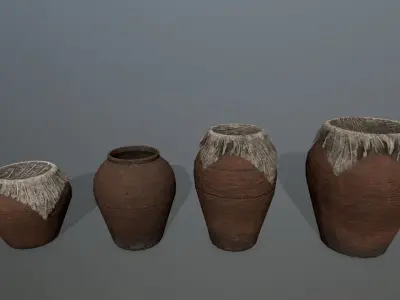 old vase set Low-poly 3D model