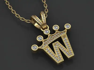 W letter pendant 3D print model