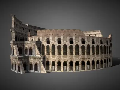 Roman Colosseum Ruins low poly 3d Model Low-poly 3D model
