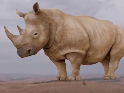 Rhino Animated and Rigged  Low-poly 3D model