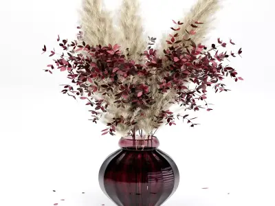  Bouquet03 Dry pampas and Red leafs 3D model