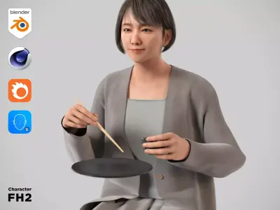 Modular Character - Asian Smart Casual Woman - FH2 Low-poly 3D model