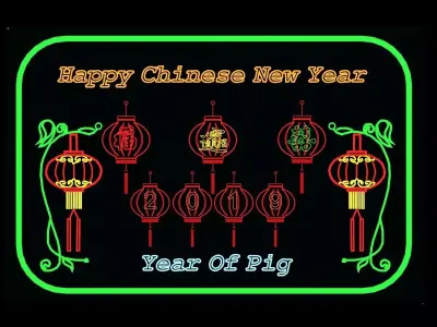 Chinese new year neon symbol 3D model