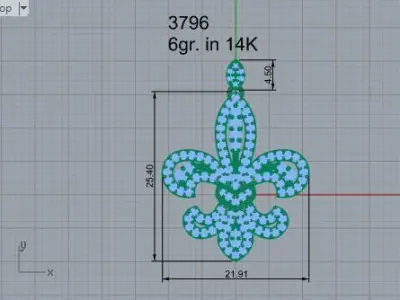 Fleur de Lis Diamond Pendant 3796 3D print model