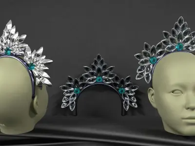 Headband 2 headpiece with crystals 3D model