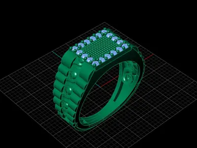 Print Ready STL 3DM  Gents Rings Diamond Men Ring  3D print model 47