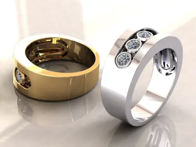 Band Ring Moveble Stones 3D print model