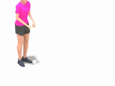 board jump with shuffle back Exercise Woman Animation Low-poly 3D model