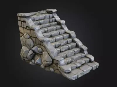 Stone Staircase Low-poly 3D model