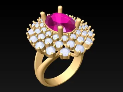 Oval Stone Ring - Womens Rings - N3968 3D print model