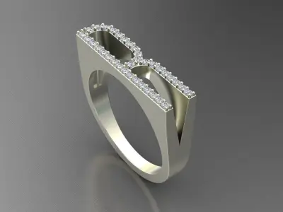 alphabet jewelry ring diamond letter R 3D print model