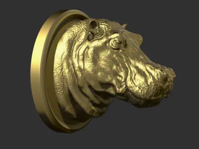 Hippopotamus head with background 3D print model