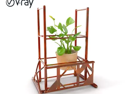 Rustic Iron Plant Stand model pack Low-poly 3D model