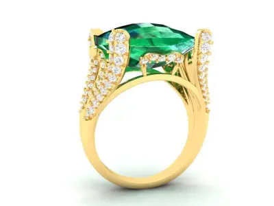 Luxury Cushion Cut Gemstone Engagement Ring for Women 3D Mod 477 3D print model