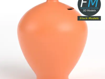 Terracotta piggy bank money box 3D model