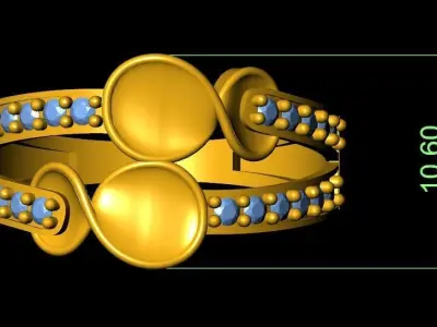ladies Diamond Ring 3D print model 10