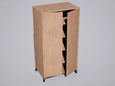 Cabinet wooden with two doors Low-poly 3D model