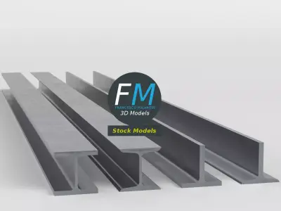 Construction I and T beams 3D model